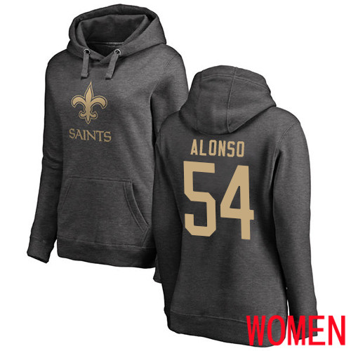 New Orleans Saints Ash Women Kiko Alonso One Color NFL Football 54 Pullover Hoodie Sweatshirts